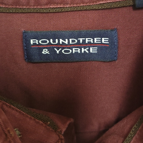 Roundtree & Yorke men's button down long sleeve shirt size Large Burgundy - Picture 6 of 9